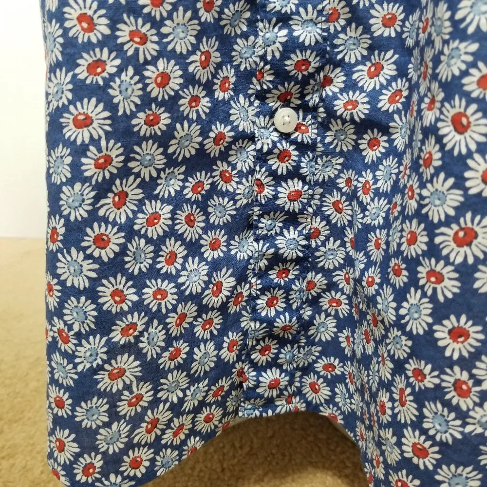 J.Crew shirt Large Short-sleeve Stretch Slub Cotton Shirt Daisy Print floral